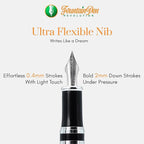 FPR Ambassador Ultra Flex Nib Fountain Pen Set, Burgundy - Refillable Pen w/Cartridges & Converter - Calligraphy Pens for Writing, Journaling & Gifting - Luxury Pens For Smooth Strokes
