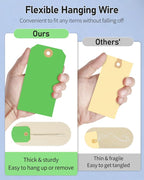 Uniclife 100 Pcs Green Blank Shipping Tags with Wire Attached 4.7 Inch Paper Tags Hang Tag with Reinforced Eyelet Large Marking Label Writable Price Inventory Label Tag, 4.7" x 2 3/8"