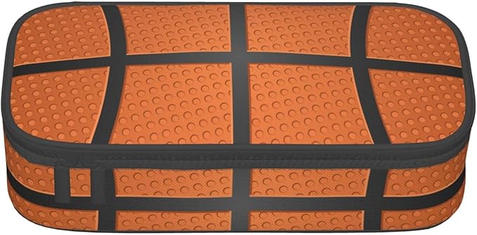 Basketball Ball Texture Pencil Case Big Capacity Storage Pencil Pouch Stationery Bags With Zipper Portable Pen Holder Box Organizer For Boys Girls Teens Student College School Office Supplies