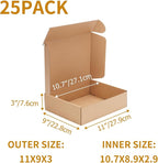 PHAREGE 11x9x3 inch Shipping Boxes Bulk 25 Pack Brown, Tab Lock Tuck Top Mailer Boxes for Packaging Small Business, Medium Cardboard Gift Boxes for Wrapping Mailing Present