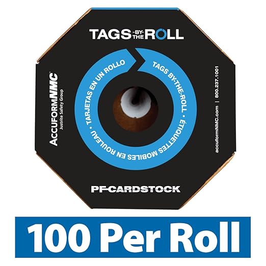 AccuformNMC 100 Safety Tags by-The-Roll, Danger Out of Service, US Made OSHA Compliant Tags, Waterproof PF-Cardstock, Resists Tears, 6.25"x3", TAR118