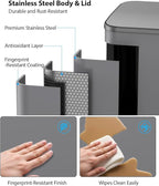 Lovewind Trash Can, 2 x 10.5 Gallon (2 x 40 L) Garbage Can for Kitchen Dual Compartment Recycling Kitchen Step Trash Bin, Stainless Steel Trash and Recycle Bin Combo with Soft-Close Lid, Grey
