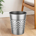 Monarch Abode Metal Bathroom Trash Can – Waste Basket for Bedroom, Office Desk, & Dorm, Handcrafted Geo Embossed, Durable Decorative Pewter Small Trash Can Bathroom Garbage Bin Wastebasket