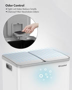 Lovewind Kitchen Trash Can, 2 x 8 Gallon (2 x 30 L) Stainless Steel Trash and Recycle Bin Combo with Soft-Close Lid, Dual Compartment Recycling Kitchen Step Trash Bin, White