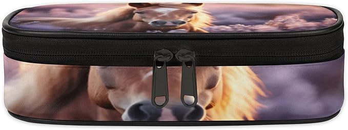 Pardick Pencil Case，Horse 3D Big Capacity Pencil Pouch Coin Pouch Stationery Organizer For Teen School