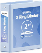 SUNEE 3 Ring Binder 2 Inch 1 Pack, Clear View Binder Three Ring PVC-Free (Fit 8.5x11 Inches) for School or Office Supplies, Haze Blue