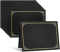SUNEE 10 Packs Black Certificate Holders, 250gsm, for 8.5x11 Award Certificates, Certificate Covers with Gold Foil Border