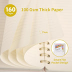 Oneirom Spiral Notebook-6.10" x 8.19" College Ruled Journal with Inner Pockets and 160 Pages,PU Leather Cover Business Journal, Twin-Wire Binding Notebook Perfect for Office & Home School Supplies