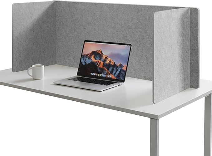Keemute Desk Divider Privacy Screen 3 Panel Sound Absorbing - 47.2”x 23.6”x 19.7” Freestanding Acoustic Partitions for Office, Noise Reducing Panels for School, Home, Library,Sliver Grey