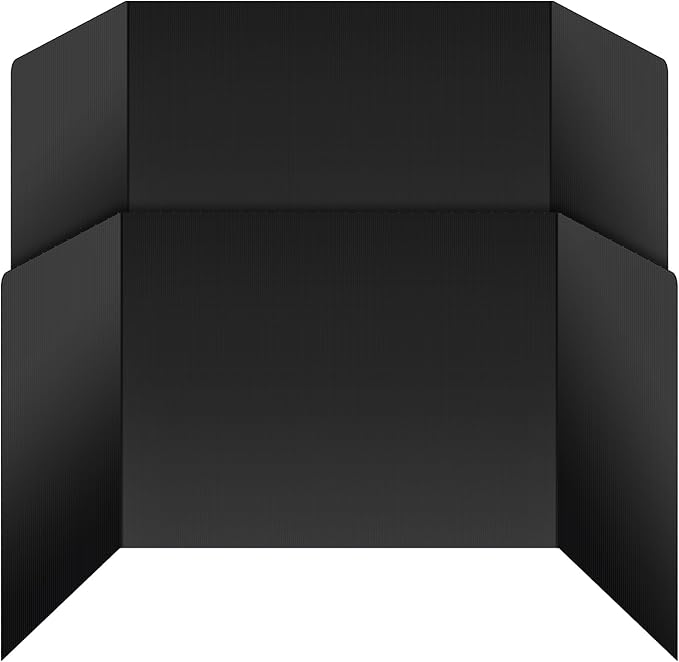 2 Pack Desk Dividers for Students - Durable & Waterproof Plastic Study Carrel Divider, Classroom Folders Teacher Supplies, Easy-to-Clean Plastic Privacy Shield Folder Boards for Student Desks, Black
