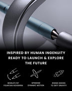 novium Hoverpen Future - Luxury Fountain Pen & Rollerball Pen All-In Gift Box, Schmidt Nib (Fine), Converter, Extra Refill, Aerospace Metal, Best Pen Gift Set for Men & Women (Mist Blue)