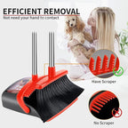 Brooms with Dustpan Combo Set， with 52" Long Handle, Dustpan Teeth with self-Cleaning Function, Indoor and Outdoor Sweeping, Perfect for Home Office (Large/Red /2-Pack)