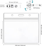 Koorito 50 Pack Name Badge Holders with Clear PVC Horizontal Badge Holder, Metal Badge Clip, Waterproof Resealable Zipper Seal Name Holder Tags