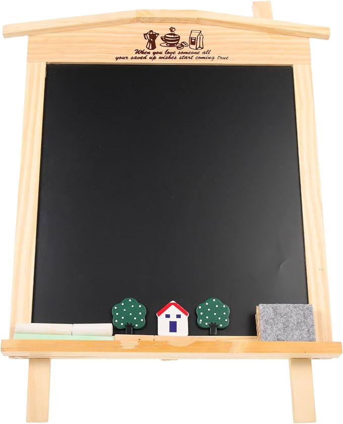 ADOCARN Wooden Tabletop Chalkboard Small Blackboard Reusable Desktop Message Board for Coffee Shop and Playroom
