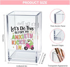 Vgrti Let’s Do This Before My Anxiety Kicks in Acrylic Cosmetic Pencil Pen Holder Cup, Funny Frog Desk Organizer for Office Decor, Frog Lover Gifts Sarcastic Work Gifts for Women Men Coworker Employee