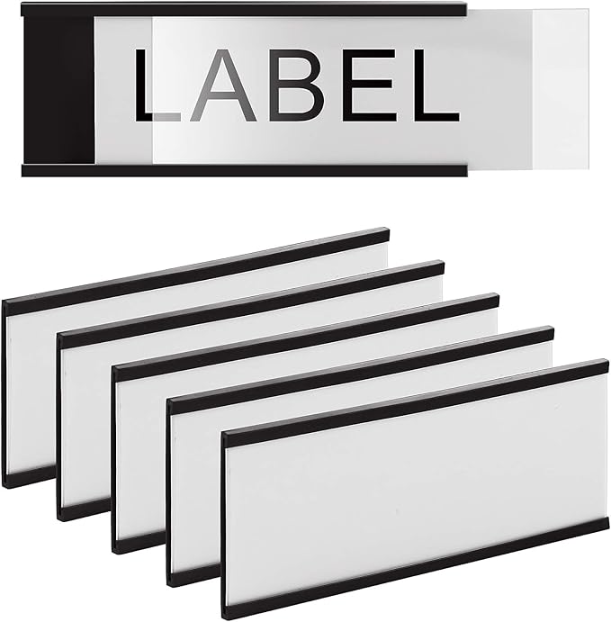 LLPT Magnetic Label Holder 3" x 1" 50 Packs C Channel 300g White Paper Cards Protective Film Strong Removable for Shelf White Board Toolbox Metal Wall Cabinet Drawer(MH2175)