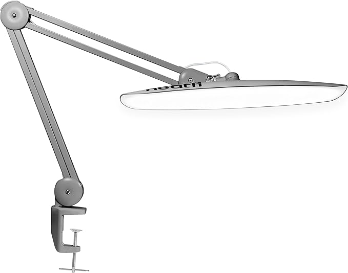 Neatfi XL 2,200 Lumens LED Desk Lamp with Clamp, 24W Bright Architect Task Lamp, 20 Inches Dimmable Computer Light, Adjustable Desk Light for Home, Office, Crafts, Nails & Hobbies (Non-CCT, Silver)