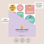 Large Name Labels for Kids (33) - Custom Stickers for Daycare and School Supplies - Durable, Waterproof Stickers for Water Bottles, Lunch Boxes, and More with Unique Designs - Tropical