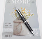 JINHAO 20 Press Fountain Pen, Retractable Capless Resin Pen with Ink Converter (EF Nib 0.4mm, Bright Black)