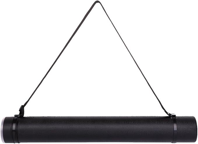 TRANSON Durable Poster Storage Tube with Straps 24"-40" Extendable for Blueprints, Artwork, Maps, Posters Color Black