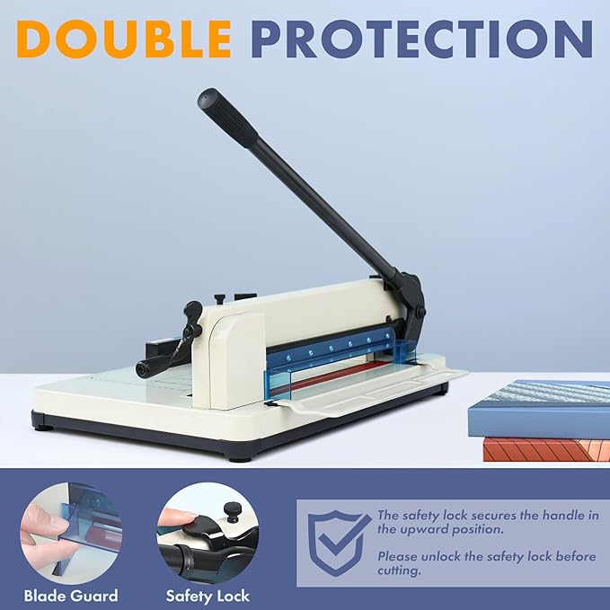 Heavy Duty Paper Cutter 12", Guillotine A4 Paper Cutter, 400 Sheets Capacity Paper Trimmer, Double Safety Protection Durable HSS Blade for Cutting Paper