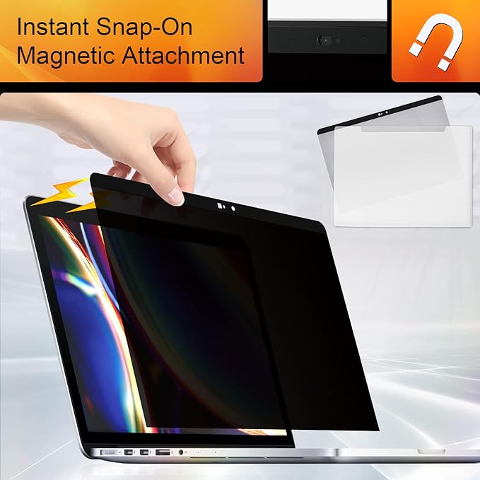 Mamol Privacy Screen MacBook Pro 16 Inch 2019 (A2141), Magnetic Removable Anti Glare Blue Light Filter Privacy Screen Protector with Webcam Cover for 16'' Apple Mac Laptop
