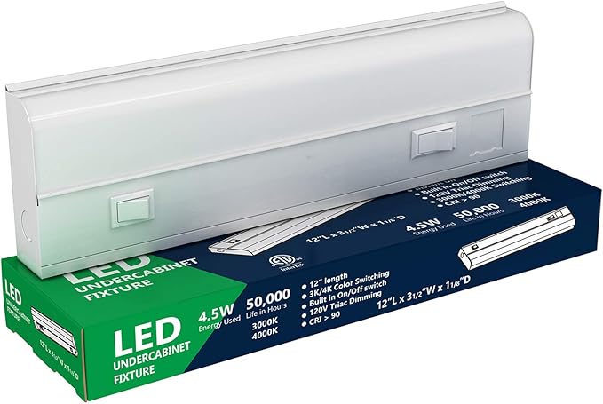 harrrrd 12 inch Hardwired Under Cabinet Lights, 2 Color Settings - 3000K (Soft White) and 4000K (Cool White), Under Cabinet Lighting, Dimmable Under Counter Lights, Under-Counter Light Fixtures
