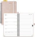 POPRUN 2026 Planner Weekly Notebook (Jan-Dec), Small Size 4''x 6.25'' - 2026 Pocket Calendar for Purse with Spiral Soft Cover, Plastic Ruler, Inner Pocket, 100 GSM - Soft Pink