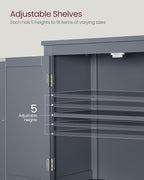 VASAGLE Floor Storage Cabinet, Freestanding Storage Unit with 4 Doors, Adjustable Shelves, 11.8 x 23.6 x 43.3 Inches, for Entryway, Bathroom, Slate Gray UBBC552G01
