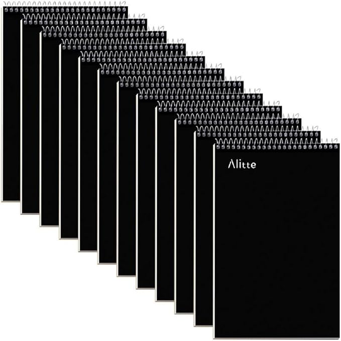 Alitte Steno Pads Spiral 6x9-12 Pack - Gregg Ruled, Perfect for Work, School, and Home Use, Easy Tear-Off Pages, White Paper - No Ink Bleeds - 80 Sheets
