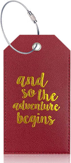 Portable Leather Travel Labels with Privacy Cover and Steel for Business Trips and Vacations Luggage Label for Travel