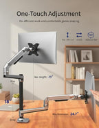 Ergounion Premium Dual Monitor Stand for Desk, High-Grade Aluminum Stacked Monitor Arm with Heavy-Duty Mechanical Spring, Adjustable Vertical Double Monitor Mount for 13-40 inch Screens, Silver