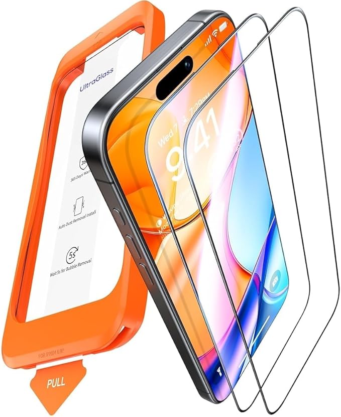UltraGlass Top 9H+ Glass for iPhone 14 Pro Screen Protector Tempered Glass [Longest Durable & Military Grade Shatterproof] Screen Protector 14 Pro Full Coverage, Anti-fingerprint, 2 Packs