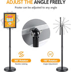 RedChili Sign Holder Stand 8.5x11 Inch, Adjustable Floor Standing Sign Holder Signage Stand with Aluminum Snap-Open Frame Vertical Horizontal View Display For Malls Schools Restaurants (Black, Sharp Corner)