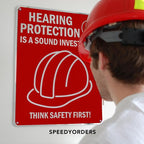 SPEEDYORDERS Custom Outdoor Metal Signs, Personalized Aluminum Signs, Customized Safety Signs, Metal Business Signs, Waterproof Outdoor Business Signs, White Aluminum (Red & White, 42x28 In)