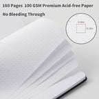 Heture Hardcover Notebooks, A5 Dotted Journal Notebook for Writing 160 Pages, 8.2 x 5.5 inch, Classic Dotted Notebooks for College/Work/Travel(Black 3 Pack)