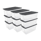 Sterilite 9-Pack Modular Stacker Box, Durable Clear Plastic Storage Bins with Latching Lids, 200 Quart - Stackable Organizing Container Boxes for Closet, Bathroom, and Office