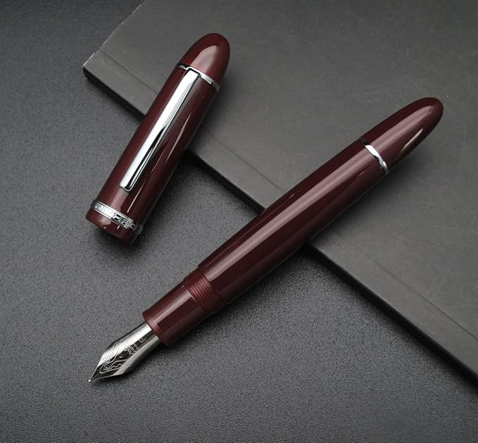 JINHAO X159 Fountain Pen (F Nib 0.5mm, Wine Red with Silvery Clip)