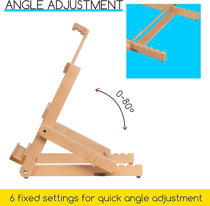 MEEDEN Heavy-Duty H-Frame Tabletop Easel: Adjustable Studio Desktop Easel for Painting- Portable Beechwood Art Easel Stand for Artist - Hold Canvas up to 20" High