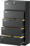 Fesbos Lateral File Cabinet with 5 Drawers - Metal Steel Filling Cabinets for Home Office - Lockable Storage Cabinet for Hanging Files Letter/Legal/F4/A4 Size-Assembly Required