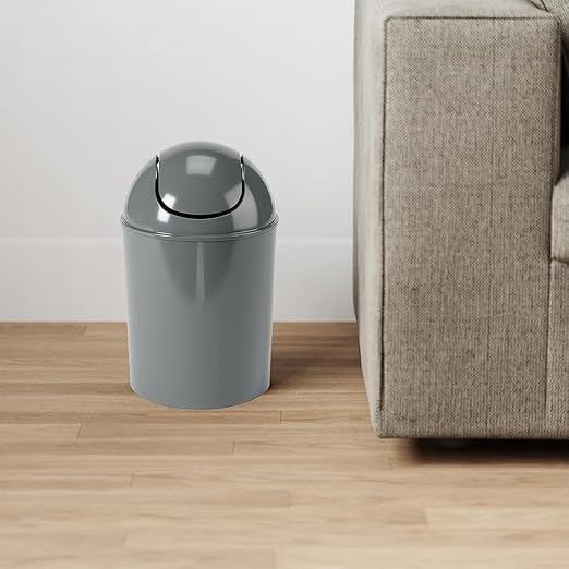 Umbra 1.25 Gallon Mini Waste Can with Removable Swing-Top Lid - Small Garbage Bin for Kitchen, Bathroom, Bedroom, Office - Compact Trash Can Fit Under Tables & Counters - Dark Grey
