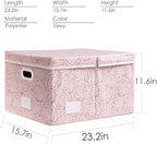 PRANDOM Jumbo Collapsible Storage Boxes with Lids Fabric Decorative Storage Bins Cubes Organizer Baskets with Cover Handles Divider for Bedroom Closet Living Room 23.2x15.7x11.6 Inch 3 Pack