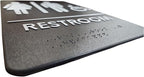 USA Made - Men's and Women's Restroom Signs ADA-Compliant Bathroom Door Signs for Offices, Businesses, and Restaurants, Black, Blue, Grey and Taupe/Tan Colors (Black Uni)