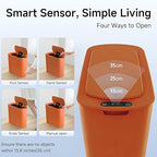 TIPGO 5 Gallon Motion Senor Bathroom Trash Can with Lid, Automatic Garbage Can Touchless, Smart Plastic Waste Basket for Narrow Spaces, Bathroom, Office, Bedroom, Living Room (Orange)