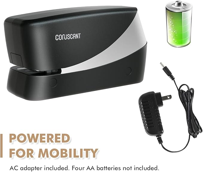 Coruscant Electric Stapler, Heavy Duty Desktop Stapler, Includes 2000 Staples and 1 Staple Remover, No-Jam Automatic AC or Battery Powered, 25 Sheet, Professional for Office Home School Use