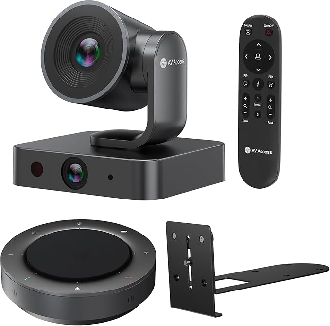 4K Conference Room Camera System, AI Auto-Tracking PTZ Camera 15x Zoom(3x Optical) with Bluetooth Speakerphone Set, 120° Wide-Angle, 16-Foot Mic Pickup, for Zoom YouTube Teams OBS and More