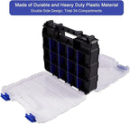 AIDY-PRO Small Parts Organizer Box Storage Case Tools Box Organizer Double Side 34 Compartments Hardware Organizers with Removable Plastic Dividers for Screws Nuts Nails Bolts, 2 Pack