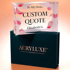 Personalized Gifts, Custom Quote Block Letter Board,Crystal-Clear Acrylic With Gift Box,17 Styles, Holiday and Christmas Gift for Mom, Dad, Girlfriend, Him or Her, Husband, Wife (4"x6", Pink Petals)