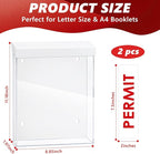 9.1" x 11.6" Outdoor Permit Brochure Holder Waterproof Wall Mount Literature Box with Lid Screws Clear Acrylic Document Holder Fits Letter Size A4 Flyers Booklets Pamphlets Includes "PERMIT" Decal