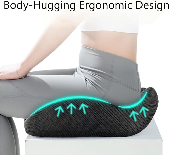 Gifts for Men Christmas Seat Cushion for Office Chair, Large Ergonomic Memory Foam for Sciatica, Hemorrhoid Pillow for Long Sitting Relief, 4.7" Thick Car Seat Cushions for Driving Seat Cushions
